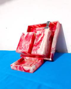 Red 4-Piece Resin <b>Bathroom</b> Accessory <b>Set</b> Latest Design Soap Dish <b>Dispenser</b> Tumbler Tray Home & Hotel Use Gift Organizer - Product Image 4