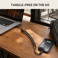 Kabel Pengisian Cepat 65W Spring Retractable 4-In-1 USB Type-C ke USB-A Coil Data Cord untuk Perjalanan