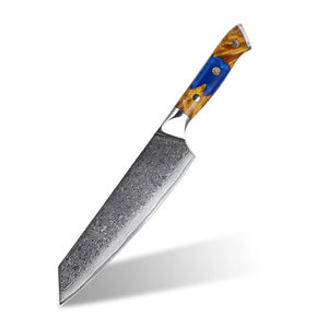 Cuchillo de Cocina Profesional Kiritsuke de 8 Pulgadas con Hoja de Acero de Damasco, Acabado Artesanal y Mango de Madera Estabilizada con Resina - Product Image 1