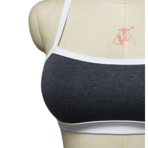 Soutien-gorge de sport à maintien élevé pour femme, 95 % coton, 5 % élasthanne, respirant, séchage rapide, confortable, bretelles ajustables contrastées, uni - Product Image 2