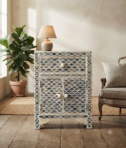 Mueble Rectangular con Incrustaciones de Conchas Naturales, Mosaico Hecho a Mano, Imitación Antigua, Decoración para el Hogar - Product Image 1