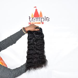 Templo indio que hace la peluca de la máquina de trama doble mechones rectos Virgen cruda Color natural barato extensiones de cabello humano negro - Product Image 2
