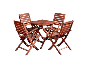 Moderno Juego de Muebles Plegables para Exteriores de 4 Piezas en Madera Maciza de Melaleuca, con Cómodos Reposabrazos, Resistentes a la Intemperie y a los Rayos UV, para Apartamentos - Product Image 5