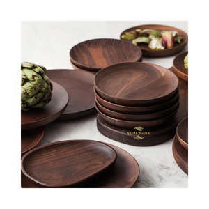Assiette décorative en bois massif naturel, faite à la main, pour la décoration intérieure et la présentation - Product Image 1