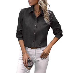 Camisa de trabajo con botones y manga larga con cuello para mujer, trabajo diario - Product Image 3