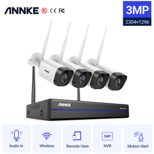 Système de caméra de sécurité sans fil <span class=keywords><strong>ANNKE</strong></span> 8CH 3MP, enregistrement 24/7, vision nocturne, 4 caméras WiFi CCTV P2P, compatible avec Alexa - Product Image 2