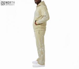 เสื้อวอร์มผ้าฝ้ายเนื้อผ้าฝ้ายเฟรนช์เทอร์รี่ซีดจางพิมพ์ลายสกรีนเสื้อมีฮู้ดและกางเกงวอร์ม400แกรมทำตามสั่ง100% - Product Image 3