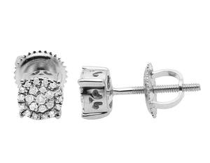 Screw <b>Back</b> Moissanite Round Cut Diamond <b>Earrings</b> In S925 Sterling Silver Hip Hop Iced Out Jewelry For Women - Product Image 3