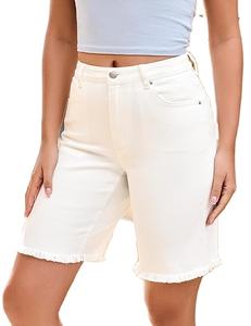 <b>Women's</b> High Waisted Stretchy <b>Bermuda</b> Denim <b>Shorts</b> - Trendy Casual Loose Fit - Product Image 1