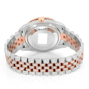 Montre de luxe pour homme en acier inoxydable avec mouvement à quartz, gravée sur mesure, sertie de moissanite, cadran en verre - Product Image 5