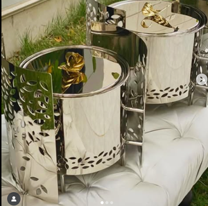 ถาดสแตนเลสสตีลใส่อาหารและเซิร์ฟเวอร์อาหารสำหรับบ้านและงานอีเวนต์จากธีมดอกไม้โรงงานดีไซน์ไม่เหมือนใคร - Product Image 5