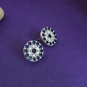 Women's Vintage Trendy 925 <b>Silver</b> Hoop <b>Earrings</b> with Blue Sapphire <b>Pearl</b> Diamond Gold Plated for Daily Wear - Product Image 2