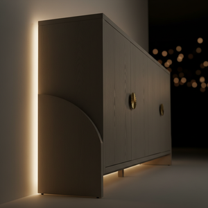 Étagère de rangement Cabinet Second Moon en chêne massif gris plume, moderne et écologique - Product Image 6