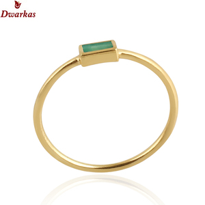 Anillo de Plata de Ley 925 chapado en oro de alta calidad, ajuste de bisel de piedras preciosas de Calcedonia verde, estilo clásico para aniversarios - Product Image 1