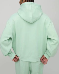 OEM/ODM 100% algodón hombres conjunto de 2 piezas de gran tamaño gota hombro personalizado puff impreso logotipo peso pesado Sudadera con capucha y pantalón conjunto para hombre - Product Image 2