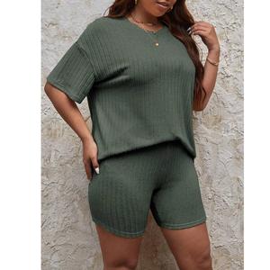 Meilleure qualité grande taille femmes décontracté été respirant à manches courtes coton t-shirt et ensemble court en gros BD - Product Image 3