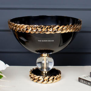 Tazón Decorativo de Metal Personalizado de Alta Calidad a Precio de Mayoreo, Color Plateado con Aves Doradas, para el Hogar - Product Image 3