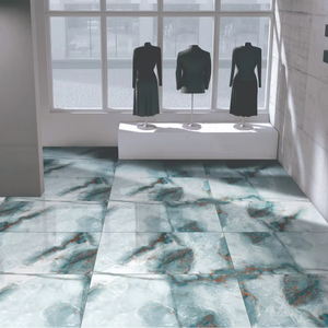 Azulejo de Porcelana Moderno Volcano Aqua de Alto Brillo para Pisos y Paredes, en Varios Tamaños, Pulido, para Decoración de Interiores de Hoteles y Villas de Lujo - Product Image 1