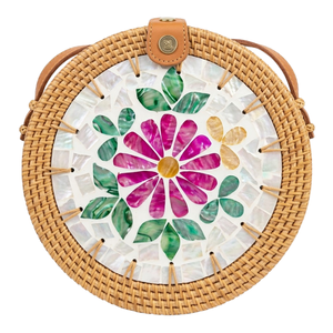 Sac rond en rotin et nacre, sac en rotin de créateur, vente en gros directe d'usine, prix abordables, taille personnalisable - Product Image 1