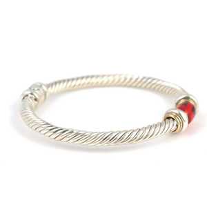 Bracelet tennis pour homme en argent sterling 925 avec pierre d'ambre pressée et fermoir torsadé à ressort en or 14 carats, bijoux en perles - Product Image 4