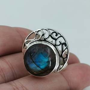Handmade 925 Sterling Silver Women's <b>Ring</b> Labradorite Gemstone Inlay <b>Statement</b> Jewelry for Birthday Anniversary Licensed Private - Product Image 6