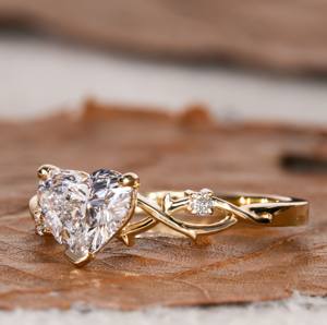 Venta al por mayor Corazón y corte redondo forma laboratorio cultivado piedra diamante anillo Cvd Hpht 10K 14K 18K oro mujeres joyería 1ct Def Vvs anillo - Product Image 2