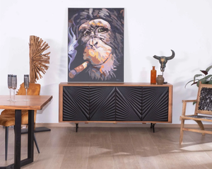 Buffet design 4 portes ultra-décoratif Pop Vintage en métal et bois naturel - Product Image 1