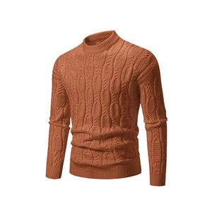 Respirant chaud col rond à manches longues couleur unie conceptions tenue tricot laine pull pull pour hommes - Product Image 5