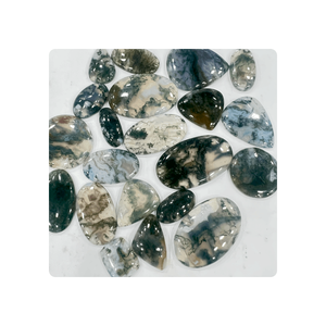 Premium Natural Moss Agate Loose Gemstone Cabochon Mix Shape Tamaño 20-50MM Lote completo para joyería y fabricación de anillos - Product Image 5