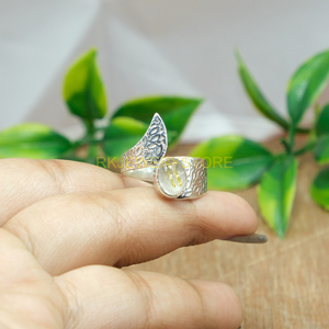Bague en quartz rutile doré, argent sterling 925, bague ajustable en pierres précieuses, bijoux en quartz rutile doré faits à la main pour femmes - Product Image 2