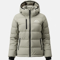 Veste matelassée légère à capuche pour femme MITEXCO, veste d'hiver chaude pour l'extérieur, matelassée et isolée, avec poches zippées, gris pierre