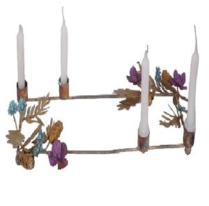 Portavelas de hierro con diseño de hoja de forma redonda, soporte decorativo hecho a mano para Navidad y Festival, portavelas - Product Image 2