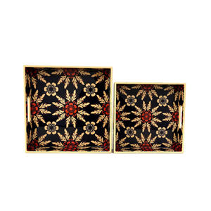 Assiette imprimée en bois de forme carrée pour la cuisine et la vaisselle de table, assiettes de chargeur pour le Service de restauration d'hôtel de luxe - Product Image 2