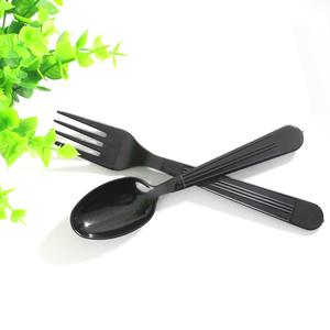 Convenient <b>Heavy</b> <b>Duty</b> Black/White Plastic Disposable Cutlery Set Knife Fork Spoon for Take-Out and Buffet - Product Image 6