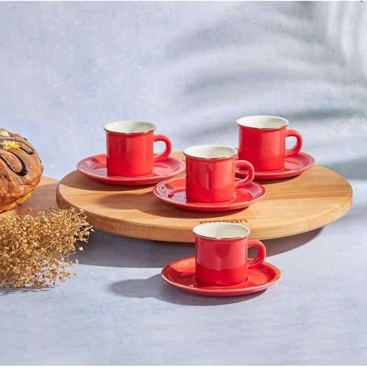 Emsan Kısmet Red 6 Person Coffee Cup Set 90 ml
