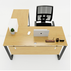 BFTB2009 TrapezBamboo II L-Shaped <b>Office</b> <b>Desk</b> 140x150cm <b>Foldable</b> Portable Storage Features Simple Assembled Iron Legs Wooden - Product Image 3