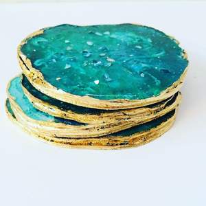 ชุดถาดรองแก้วทำจากยางเรซินทำด้วยมือสีทองสำหรับโต๊ะในสำนักงาน - Product Image 2