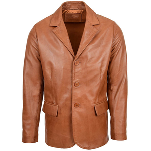 Chaqueta de Motociclista de Cuero Genuino para Hombre, a la Moda, Estilo Casual Elegante, Teñida, con Botones, de la Mejor Calidad - Product Image 1