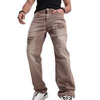 Jeans en denim de coton respirant pour homme, coupe droite et ajustée, grandes tailles, style streetwear uni, collection printemps-été-automne-hiver