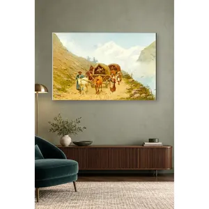 Impression sur toile : Caravane Fida avec chariots à bœufs dans les montagnes du Caucase - Product Image 3
