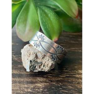 Handmade Navajo Sterling <b>Silver</b> Band <b>Ring</b> Boho Ethnic Statement <b>Ring</b> Geometric Featuring Natural Size 13 for Everyday Wear - Product Image 4
