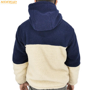 Soft Lamb of Warm Color Block Fleece <b>Sherpa</b> Jacket With <b>Hoodie</b> Hot Sale Wholesale Low Price - Product Image 2