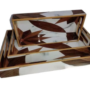 Bandeja de Servicio de Diseño con Recubrimiento de Esmalte de Madera MDF, Bandeja de Mesa de Alta Calidad para Hoteles y Restaurantes - Product Image 1