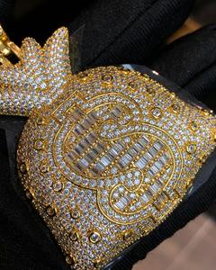 Testeur de diamant Moissanite VVS - Certifié GIA - Pendentif Hip Hop glacé en argent sterling 925 et plaqué or rose - Bijoux tendance - Product Image 2