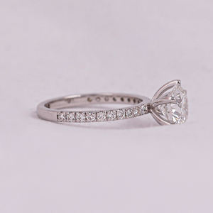 Anillo de compromiso de ajuste pavimentado de diamante cultivado en laboratorio cortado 18KT chapado en oro sólido IGI certificado 1,0-1,5 TCW regalo de acento de estilo moderno - Product Image 3