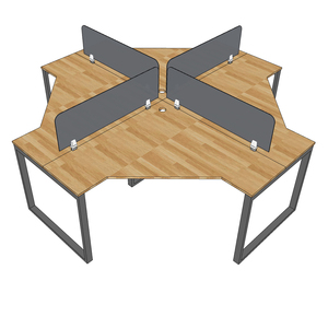 BCVP001 Contemporary Rubber Wood Cluster <b>Desk</b> for 4 <b>Foldable</b> Office Furniture with Iron Legs for Home Workspace - Product Image 4