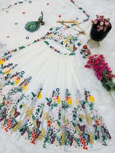 Tennecy último diseñador Faux Georgette bordado secuencia trabajo Lehenga Choli por mujer - Product Image 4