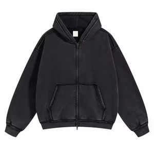 เสื้อฮู้ดโอเวอร์ไซส์แบบมีซิปสำหรับผู้ชายเสื้อสเวตเชิ้ตทรงบ็อกซี่ฟิตเนสแบบกำหนดเอง - Product Image 6