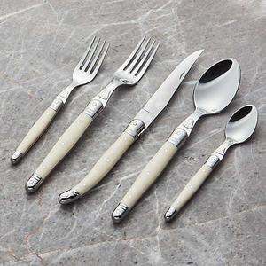 Ensemble de vaisselle de couverts en métal d'acier inoxydable de luxe avec le long manche conique rond poli d'or en métal en laiton - Product Image 5