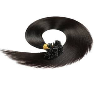 Color negro natural Acabado elegante Cabello Remy Recto Punta en U Extensión de cabello Remy humano Extensiones rectas Pelucas de cabello humano real - Product Image 2